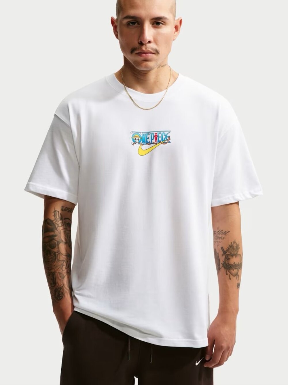 Nike x One Piece Solo Swoosh T-Shirt QS Promise of Battle White NEW - Small